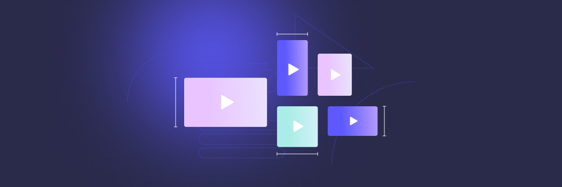 What’s the best video format_ Abstract graphic of play buttons and geometric shapes representing digital media or streaming concept on a dark background.