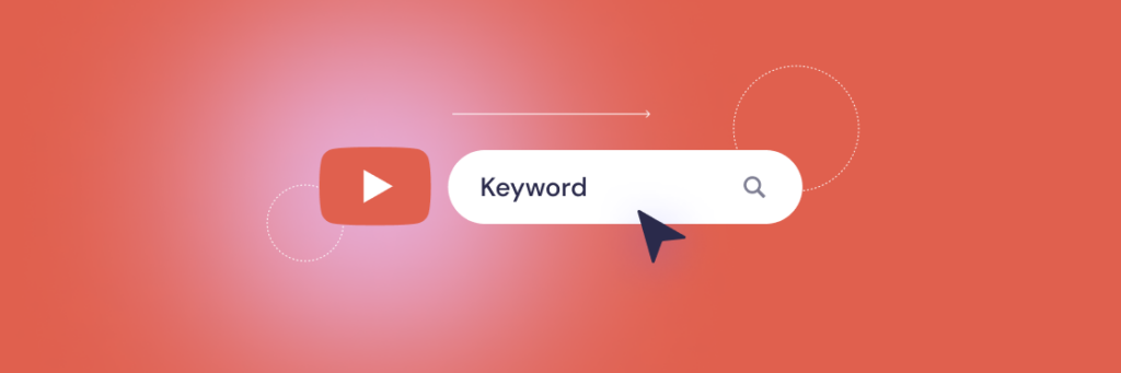 Online video search concept with a play button and a search bar.