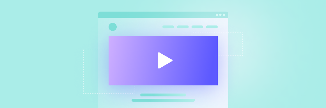 Create the ultimate home page video A graphic illustration of a Biteable video maker interface on a web browser window.