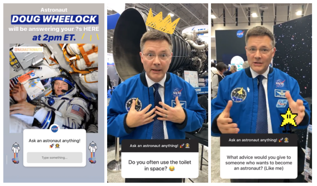Astronaut doug wheelock interacting with followers during a q&a session on social media.