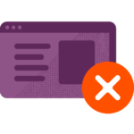 Illustration of a webpage with an error icon.