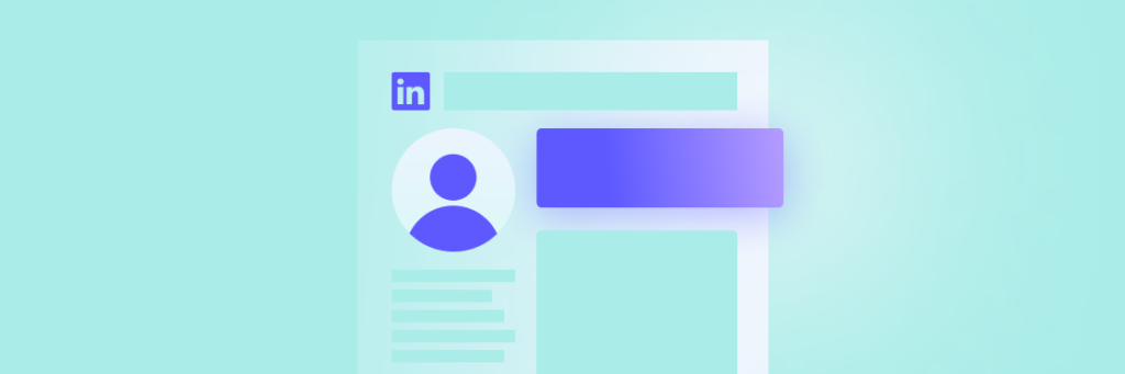 Linkedin profile interface illustration with Biteable video maker on a light background.