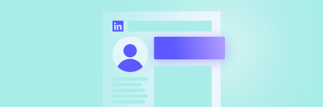 Linkedin profile interface illustration with Biteable video maker on a light background.