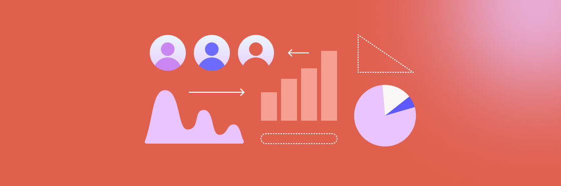 14 key HR metrics A set of flat design infographic elements, including charts and graphs, on a red background.