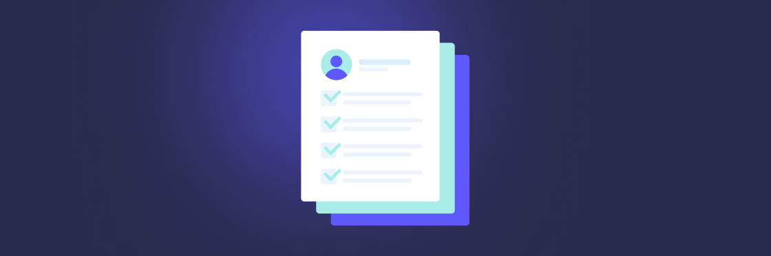 The complete onboarding checklist for your new hire Digital illustration of a checklist on a clipboard with a profile icon, symbolizing task completion or profile verification.