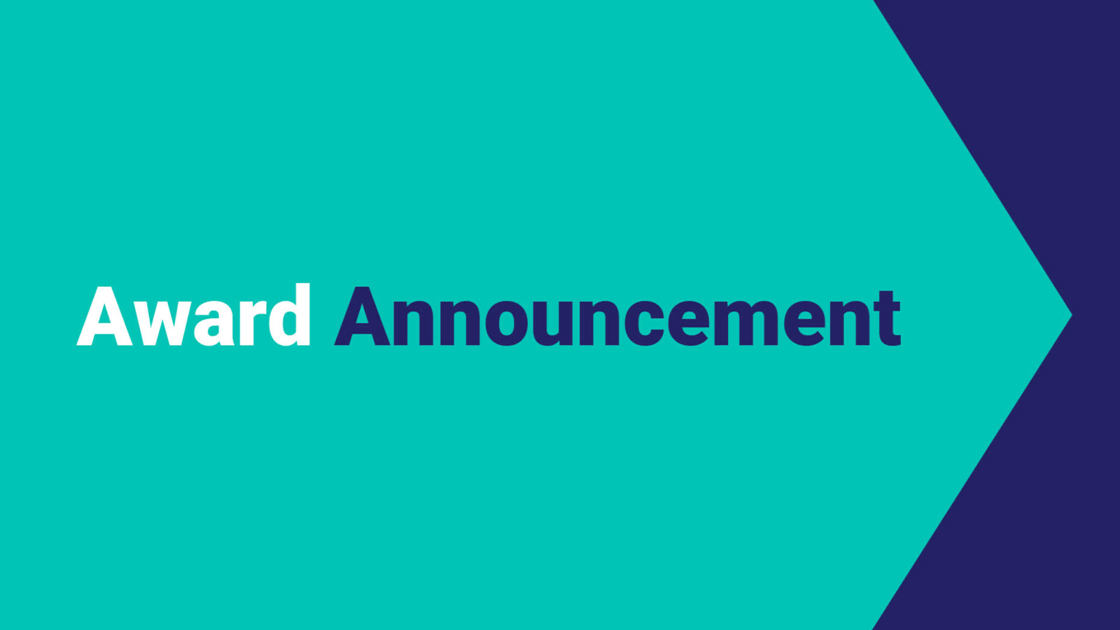 Graphic with text announcing an employee recognition award on a blue and green background.