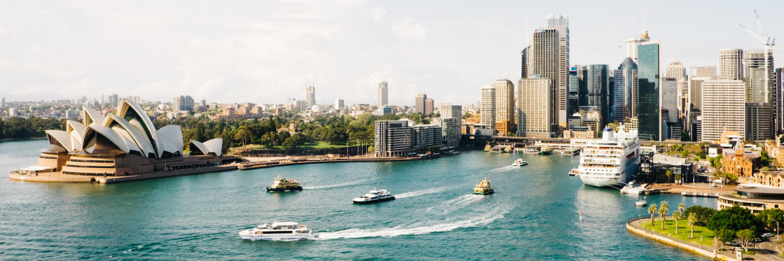 How one lobby group used Biteable to reach millions for less Aerial view of sydney harbour featuring the opera house, city skyline, and boats.