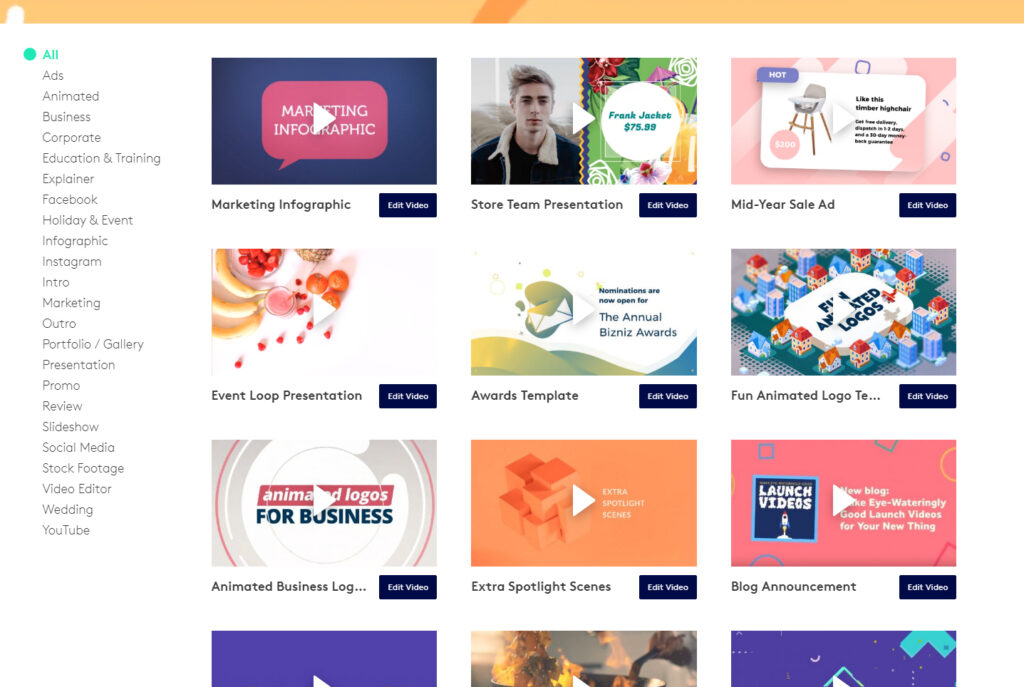 Preview of various digital template designs for presentations, infographics, and animations.