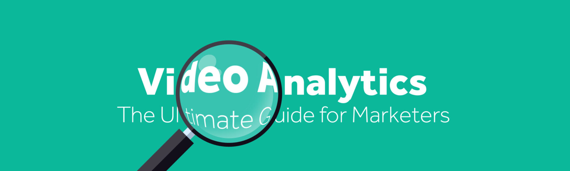 Video-Analytics-bg Cover for a guide on video analytics aimed at marketing professionals, featuring a magnifying glass graphic.