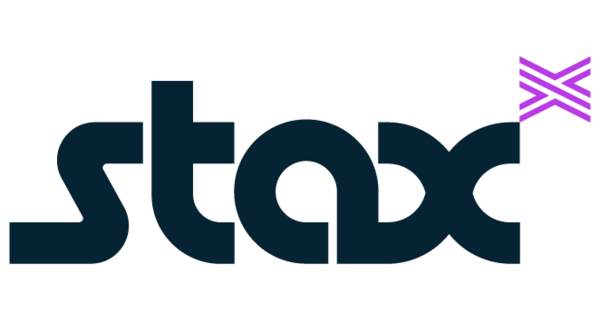 A stylized logo with the word "stack" in lowercase letters, featuring a geometric pattern on the final "k.