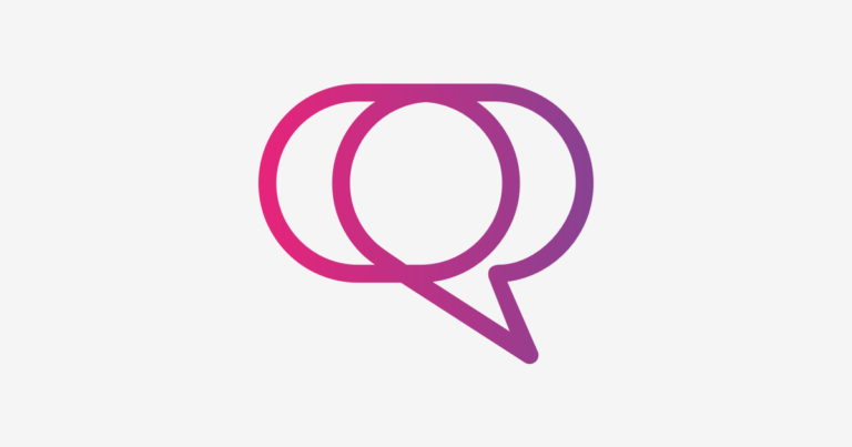 Two overlapping speech bubbles in shades of purple.
