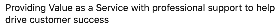 Text overlay promoting business services: "Providing value as a service with professional support to help drive customer success on LinkedIn headlines.