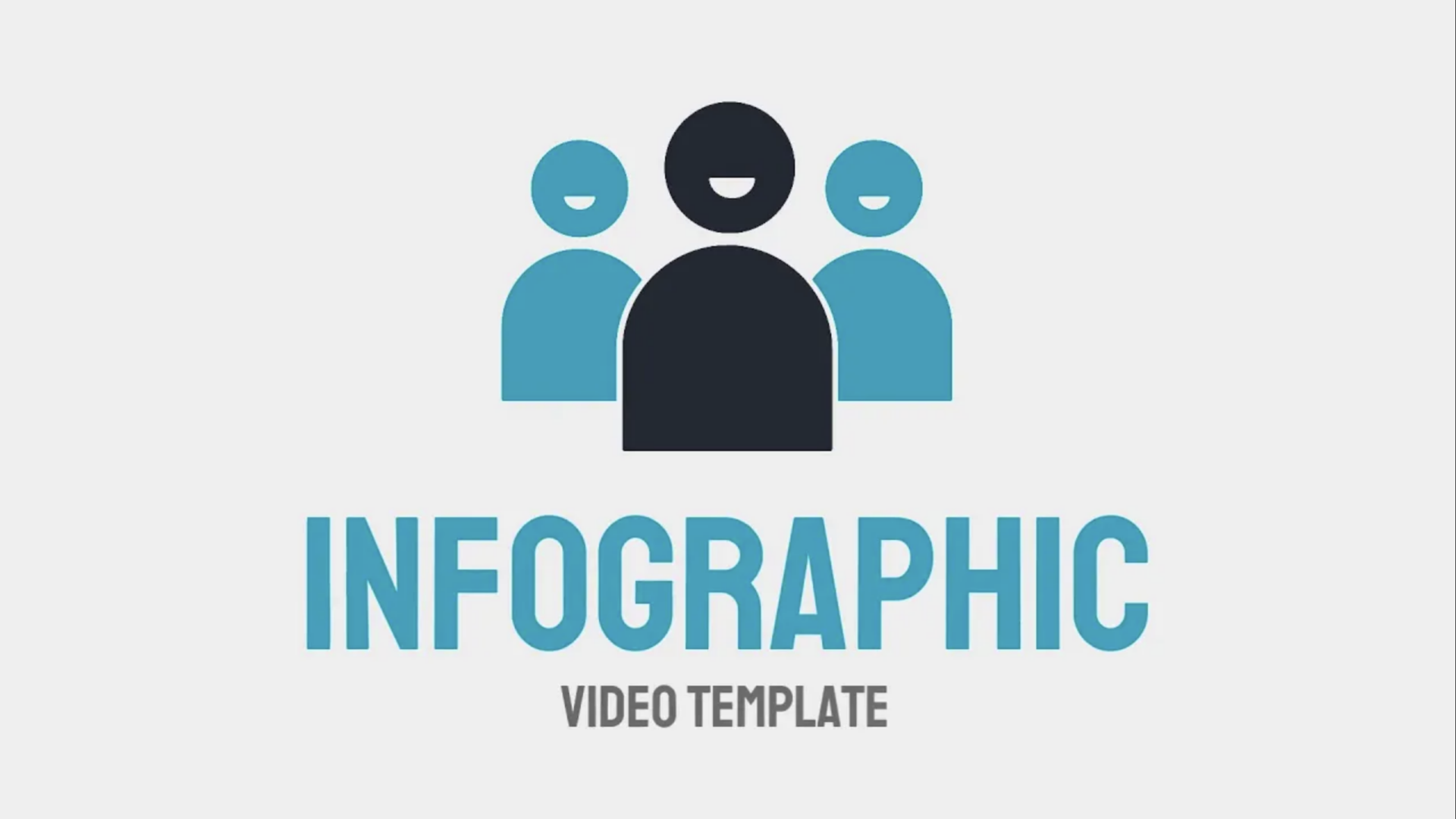 Graphic icon of three stylized figures above the text "infographic video template.