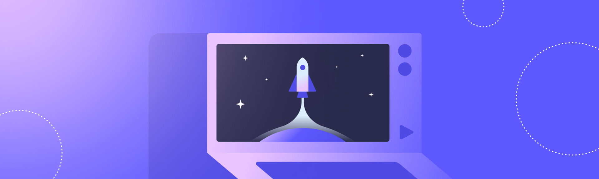 RockITek 2 – 00 – Cover Illustration of a vintage computer displaying a rocket launch on the screen.
