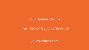 Placeholder Biteable video maker advertisement with company name, slogan, and website on an orange background.