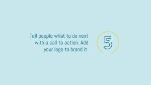Instructional slide with call to action prompt and Biteable video maker logo placement number.