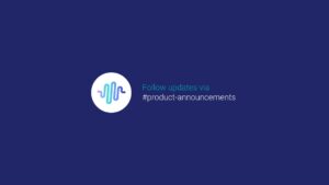 Promotional graphic encouraging followers to keep up with product updates using the Biteable video maker hashtag "#product-announcements.