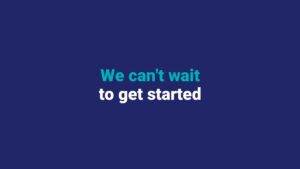 Text on blue background: "Biteable video maker can't wait to get started.