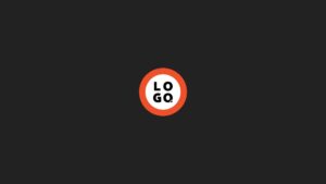 A simple logo design featuring the word "logo" in white letters centered inside an orange circle on a black background, created with Biteable video maker.