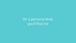 Text on a teal background reads "on a personal level, you'll find me using Biteable video maker.
