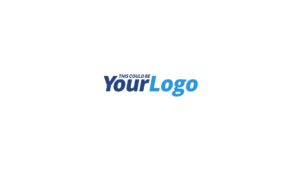 Blue and black text on a white background saying "this could be your logo with Biteable video maker.