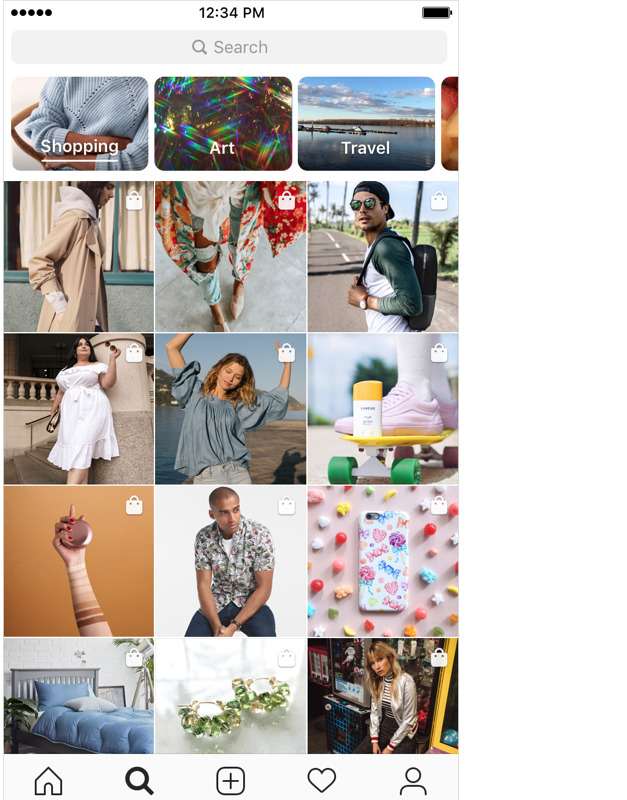 A screenshot of a social media feed with various images including fashion, travel, and art, showcasing different people and Biteable video maker theme-based items.