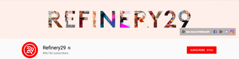 Biteable video maker's youtube channel banner featuring logo, stylized text "Biteable", and a red subscribe button displaying 896k subscribers.