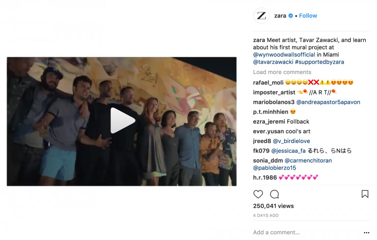 A screenshot of an Instagram post showing a Biteable video thumbnail with a group of people celebrating, alongside various comments and emoji reactions.