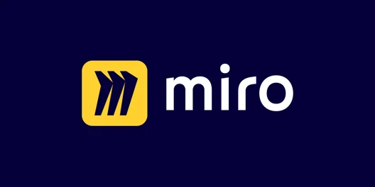 Logo of Miro, one of the Zoom alternatives, featuring a stylized yellow "M" in a square next to the word "miro" in white lowercase letters on a dark blue background.