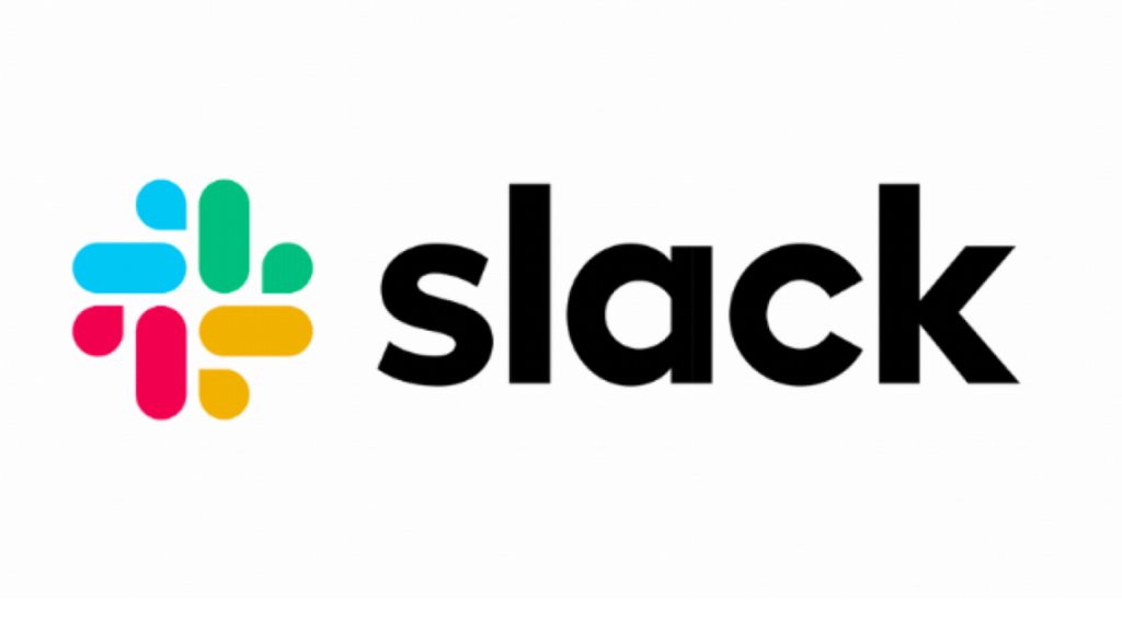 Logo of Slack featuring a colorful hashtag symbol followed by the word "Slack" in black lettering on a white background.