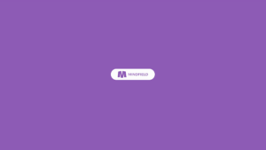 Centered white oval with a purple "M" logo and the word "MINDFIELD" on a solid purple background.